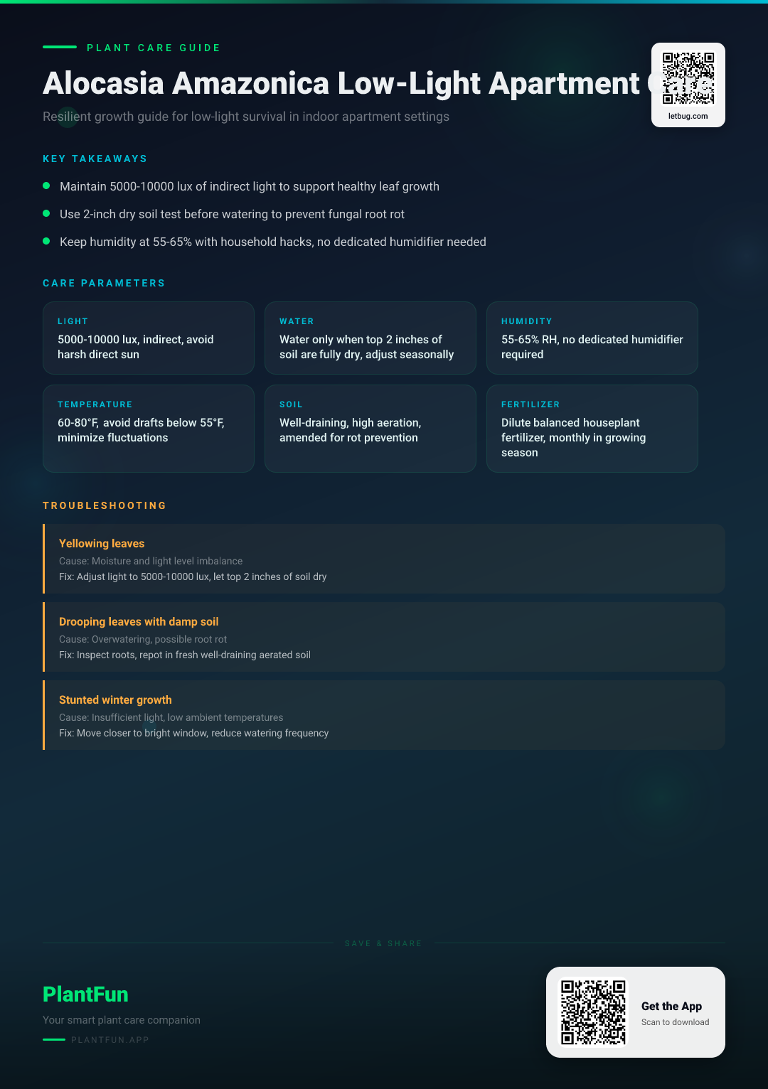 Alocasia Amazonica in a Dim Apartment: The Resilient Growth Guide for Low-Light Survival — Care Guide for indoor houseplants