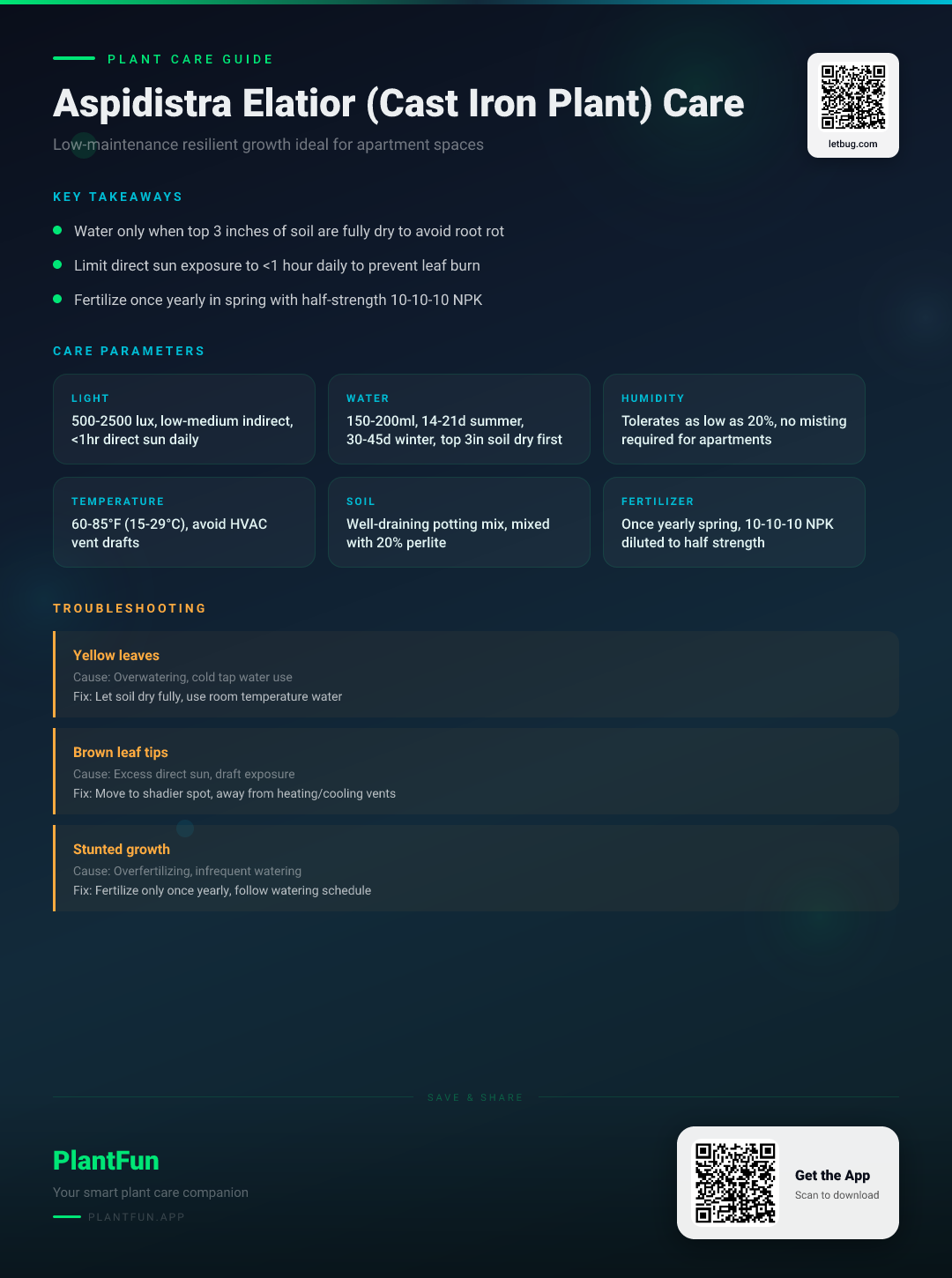 Aspidistra Elatior (Cast Iron Plant) Care Checklist for Apartments: Grow Lush, Resilient Leaves Easily — Care Guide for indoor houseplants