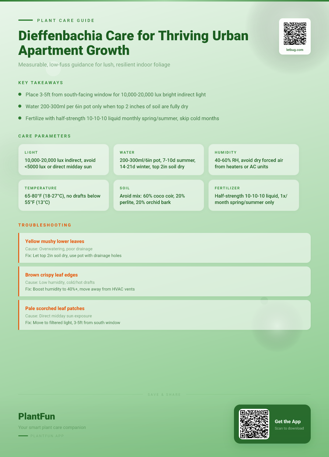 The Complete Dieffenbachia Care Checklist for Thriving Growth in Typical Urban Apartments — Care Guide for indoor houseplants