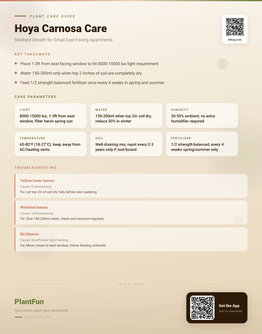 The Complete Hoya Carnosa Care Checklist for Resilient Growth in Small East-Facing Apartments — Care Guide for indoor houseplants