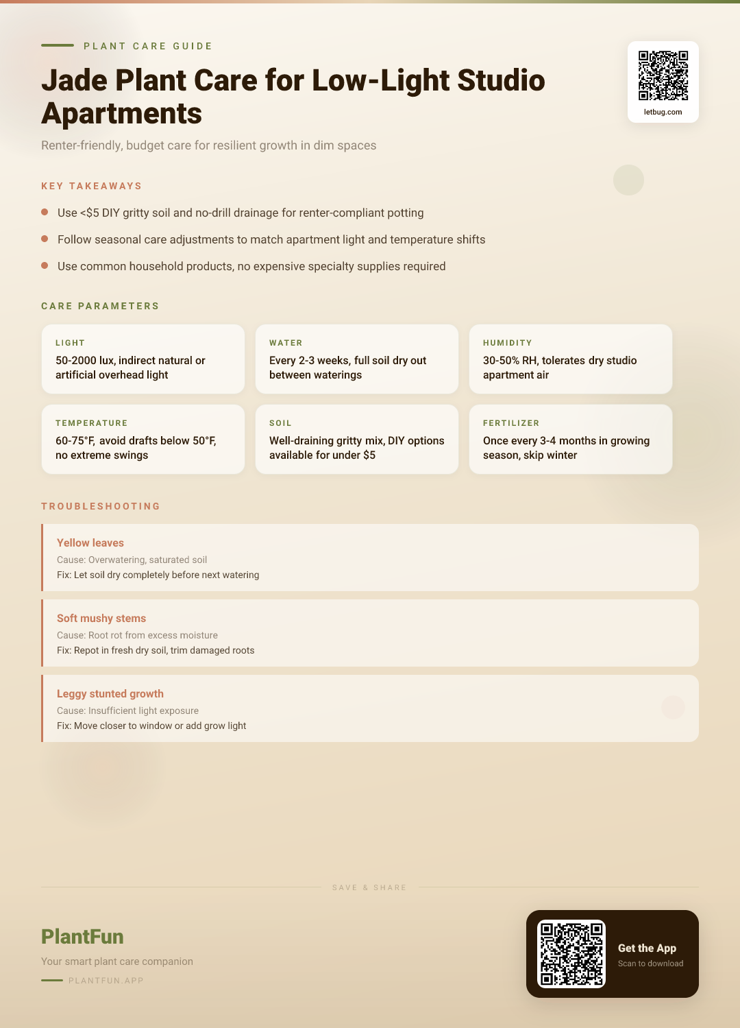 The Complete Jade Plant Care Checklist for Resilient Growth in Low-Light Studio Apartments — Care Guide for indoor houseplants