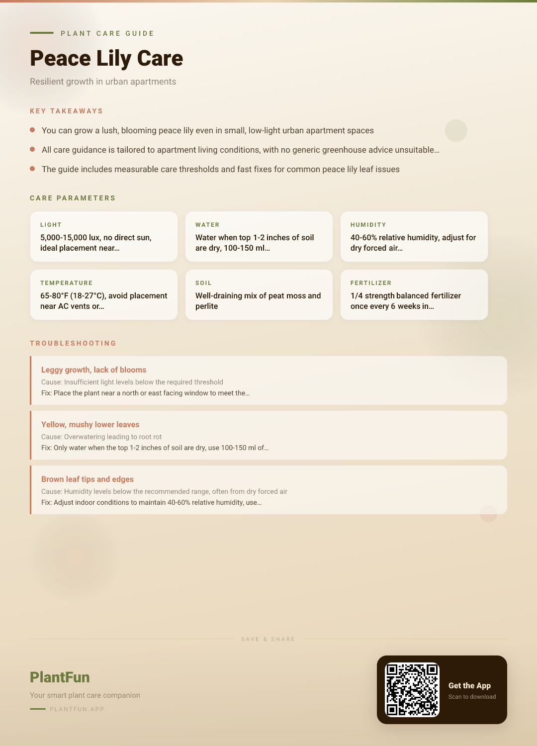 The Complete Peace Lily Care Checklist for Resilient Growth in Typical Urban Apartments — Care Guide for indoor houseplants