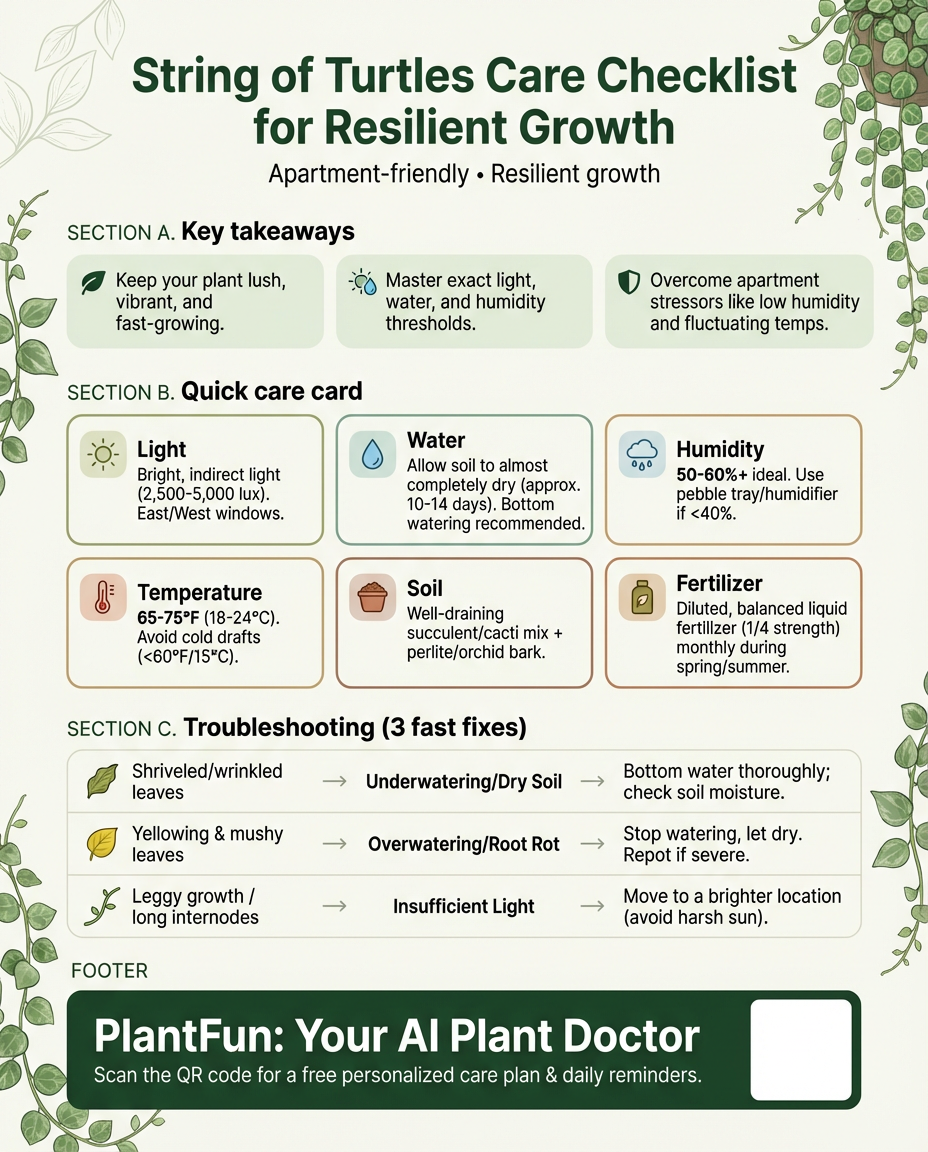 The Complete String of Turtles Care Checklist for Resilient Growth in Small Urban Apartments — Care Guide for indoor houseplants