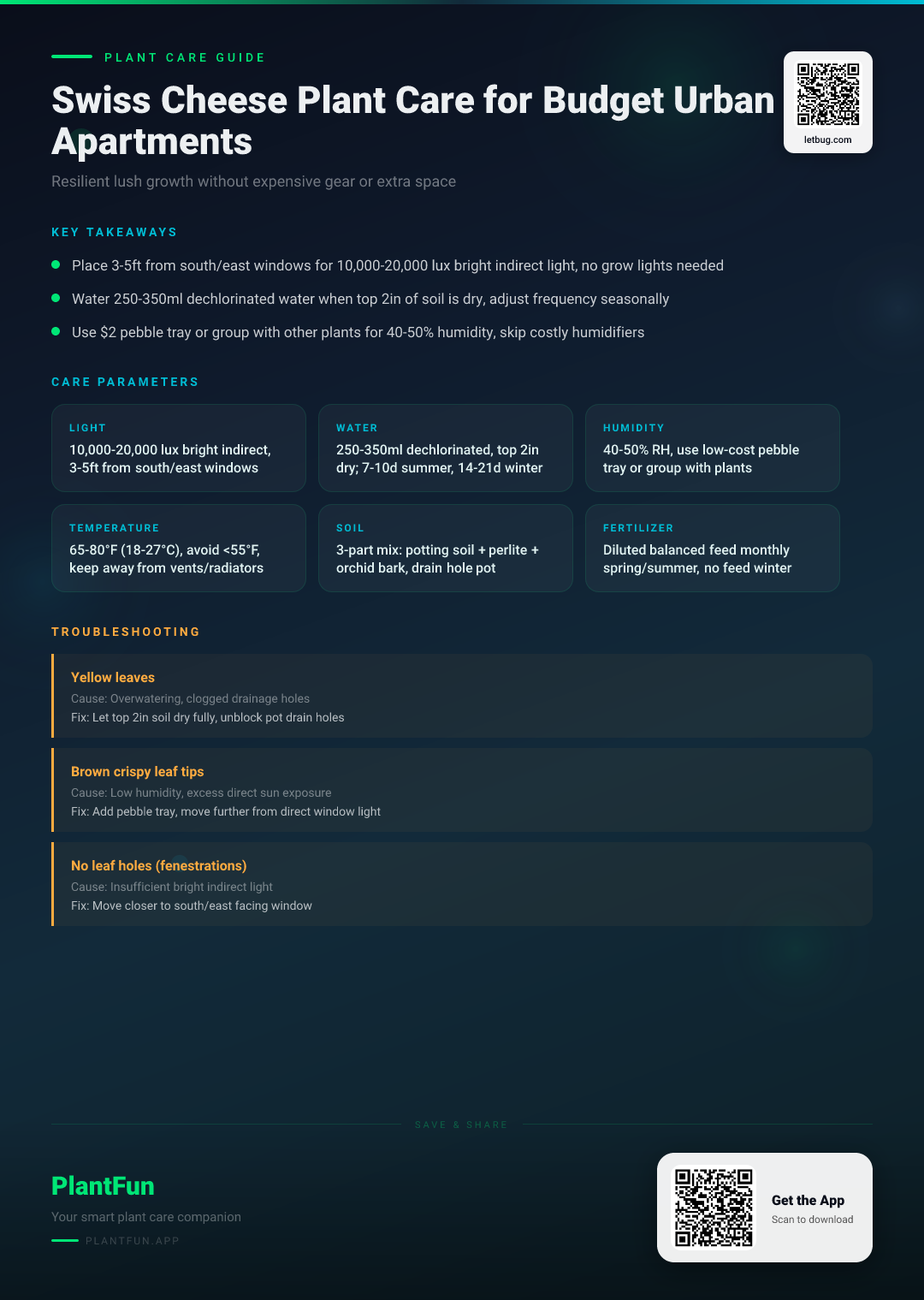 The Complete Swiss Cheese Plant Care Checklist for Resilient Growth in Budget Urban Apartments — Care Guide for indoor houseplants