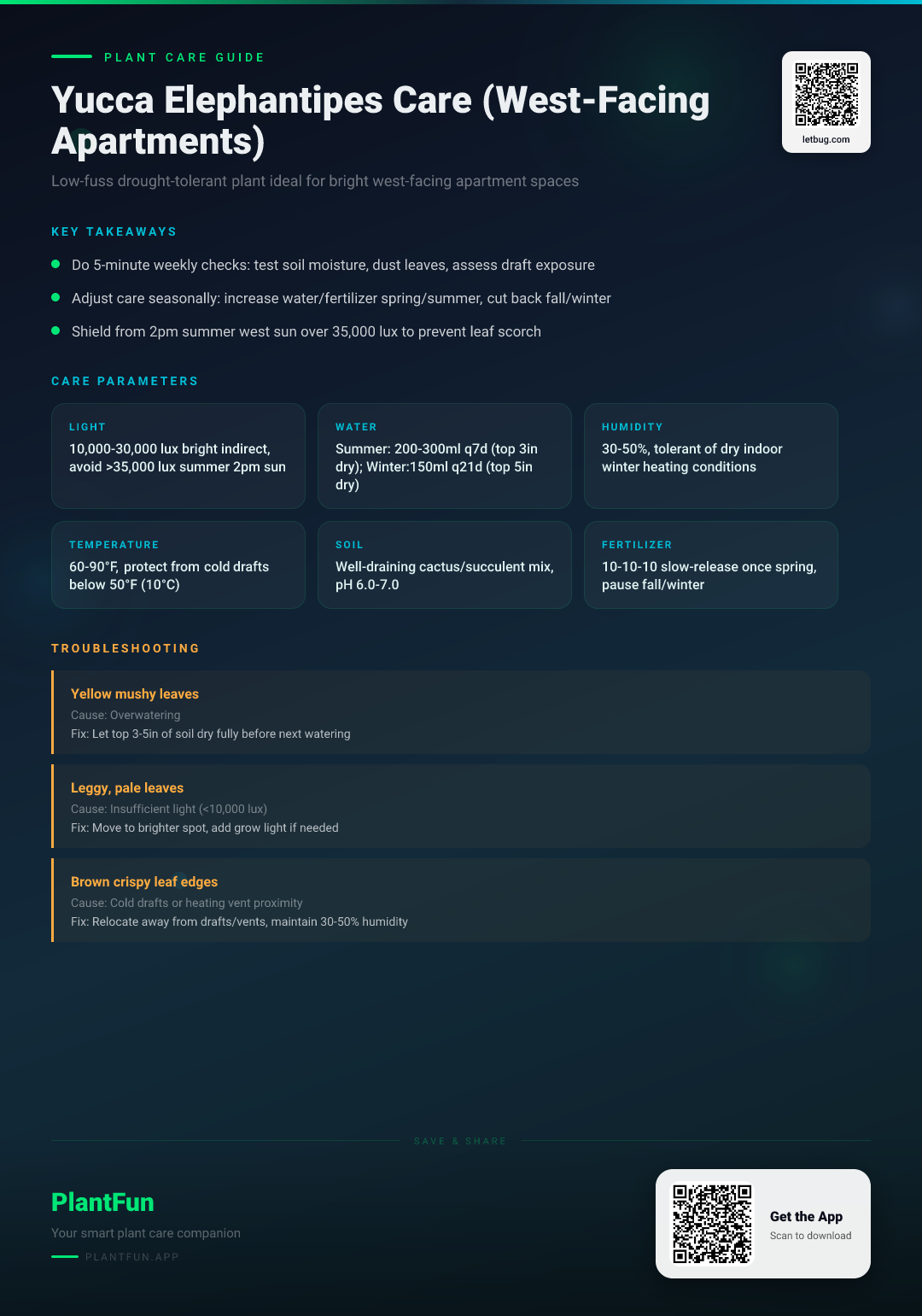 The Complete Yucca Elephantipes Care Checklist for Thriving Growth in West-Facing Apartments — Care Guide for indoor houseplants