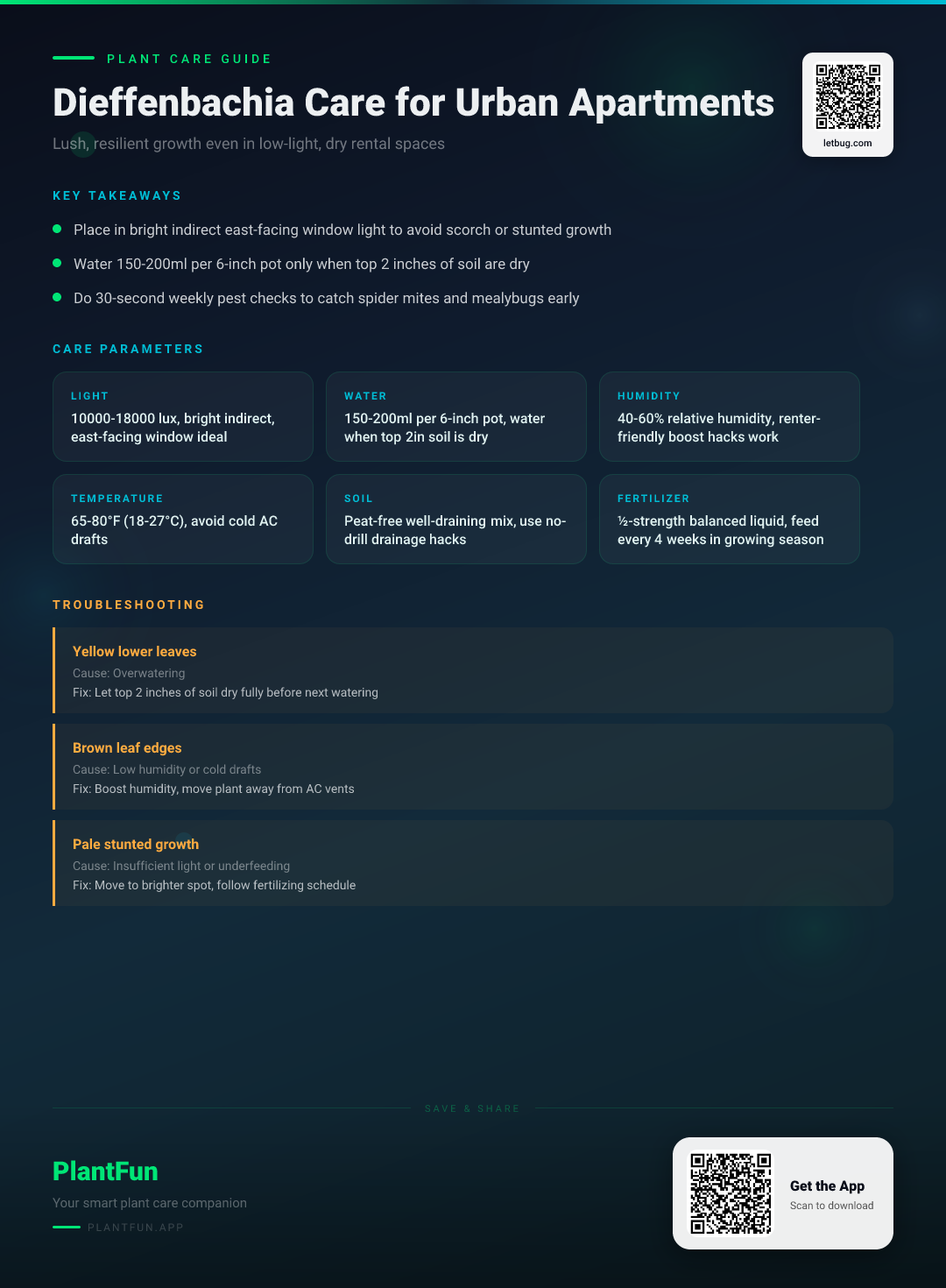 Dieffenbachia Care Checklist for Typical Apartments: 7 Steps for Lush, Resilient Growth — Care Guide for indoor houseplants