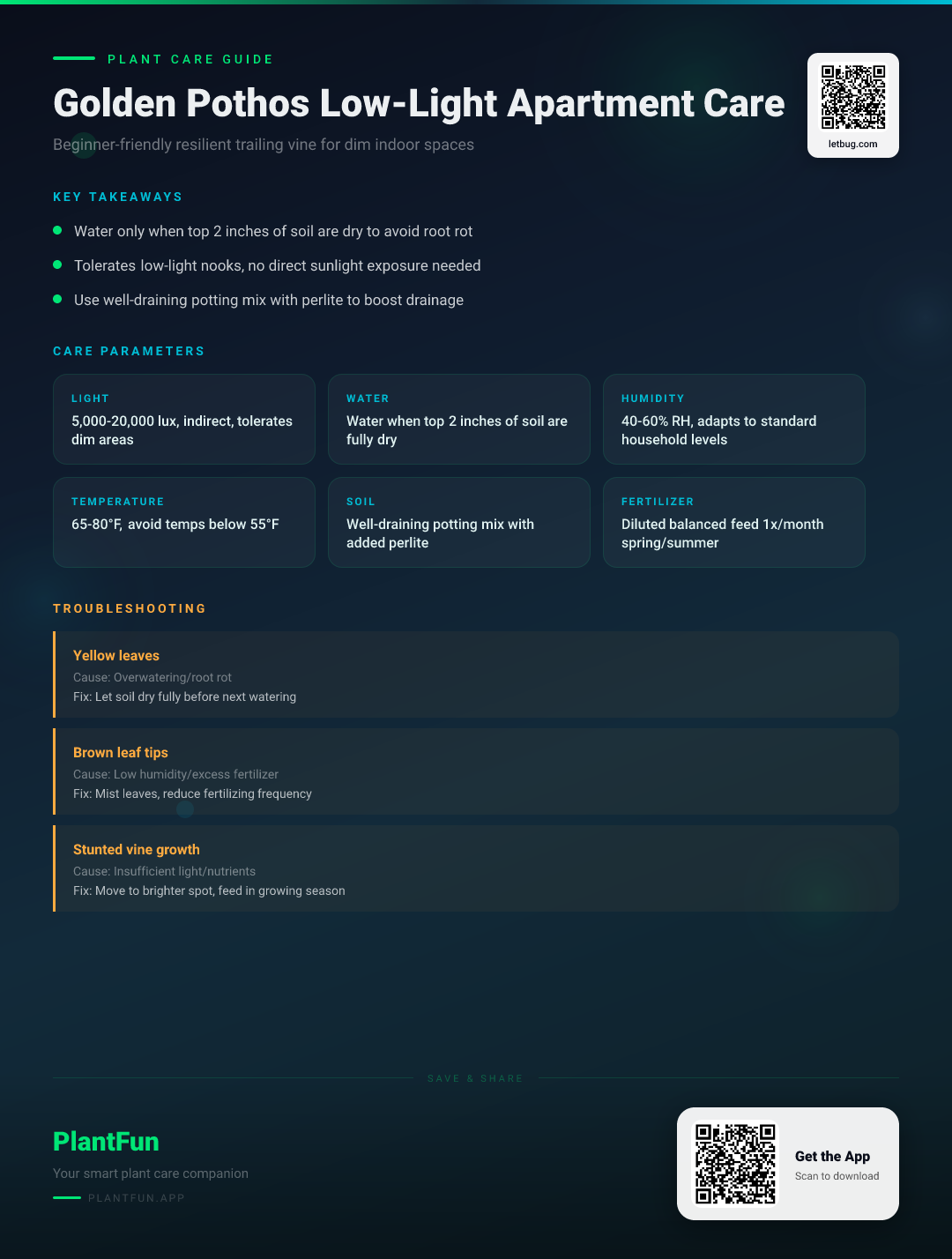 Golden Pothos in Low-Light Apartments: A Resilient Growth Guide for Beginners — Care Guide for indoor houseplants