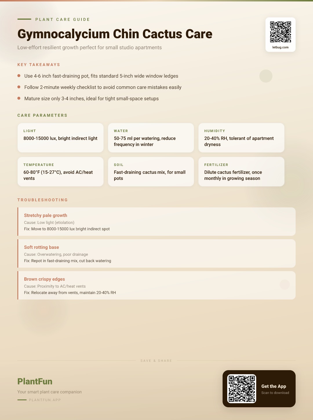 Gymnocalycium Chin Cactus Care Guide for Resilient Growth in Small Studio Apartments — Care Guide for indoor houseplants