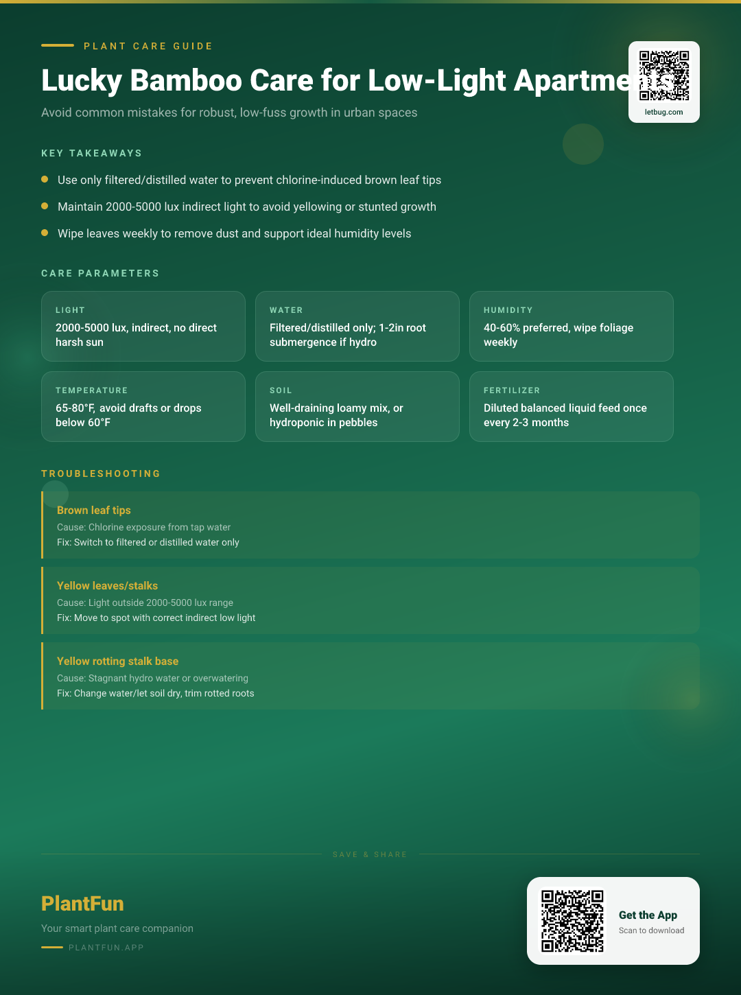 Lucky Bamboo in Low-Light Apartments: 5 Common Mistakes and How to Fix Them — Care Guide for indoor houseplants