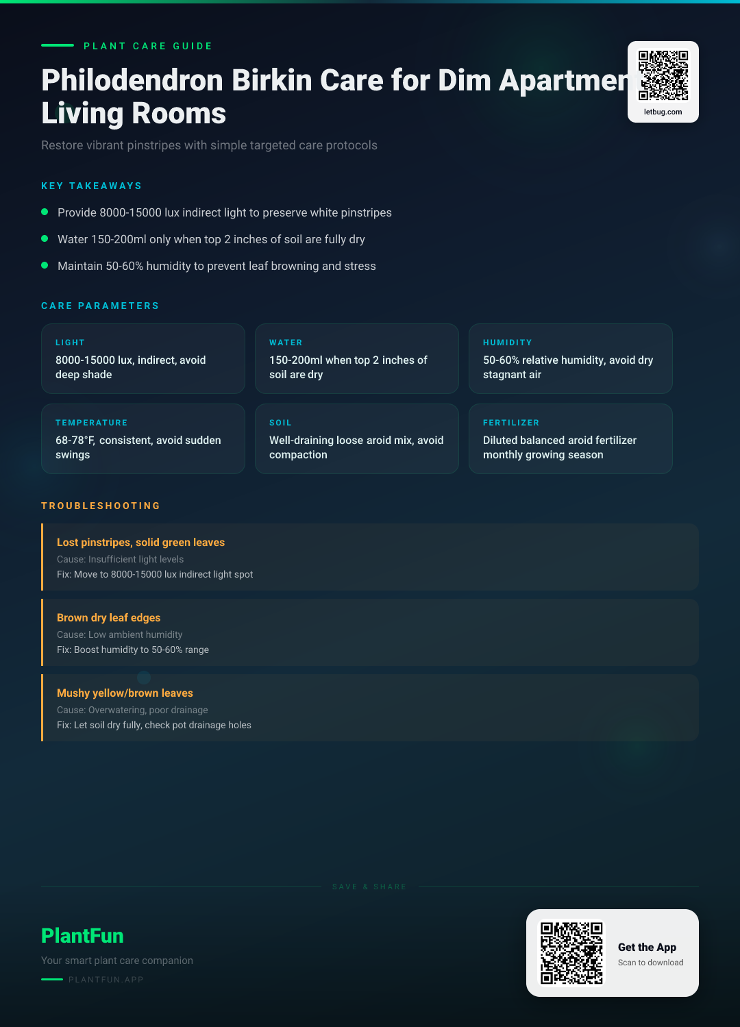 Philodendron Birkin Care: A 7-Step Recovery Guide for Dimly Lit Apartment Living Rooms — Care Guide for indoor houseplants