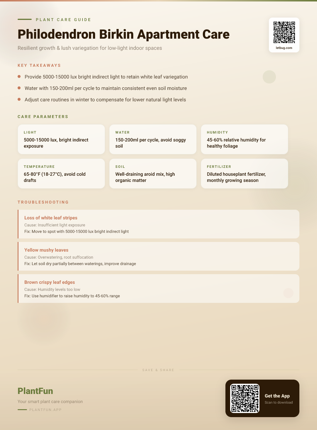 Philodendron Birkin in a Dim Apartment: The Complete Care Guide for Resilient Growth — Care Guide for indoor houseplants