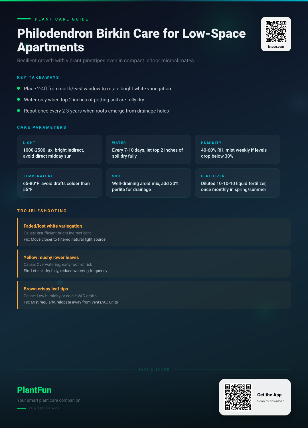 Philodendron Birkin in a Low-Space Apartment: The Complete Care Guide for Resilient Growth — Care Guide for indoor houseplants