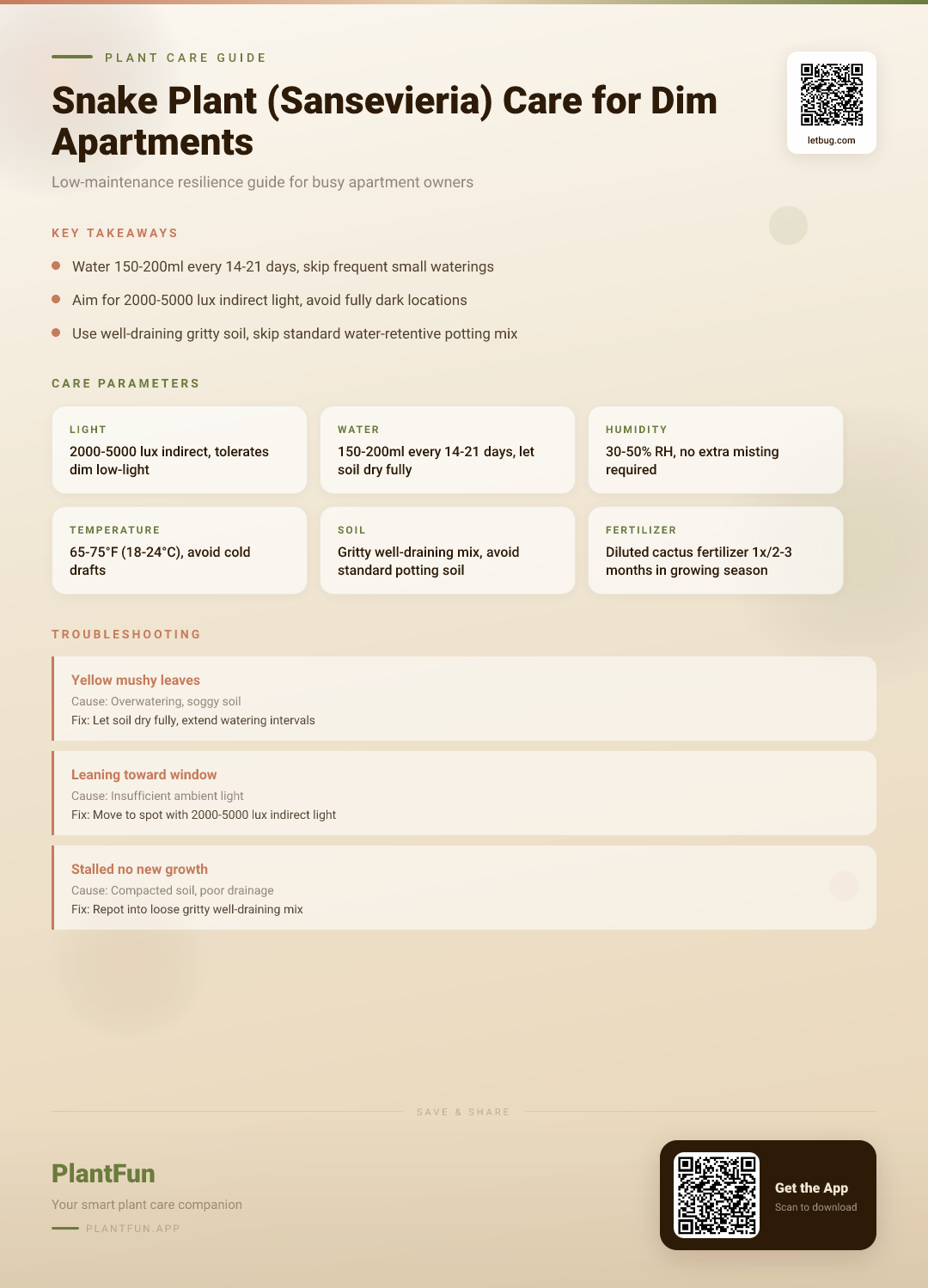 Snake Plant Care in Dim Apartments: The 5-Step Resilience Guide for Busy Owners — Care Guide for indoor houseplants