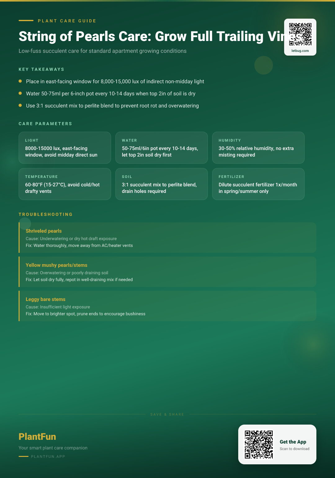 String of Pearls Care Checklist: Grow Full, Trailing Vines in Typical Apartments — Care Guide for indoor houseplants
